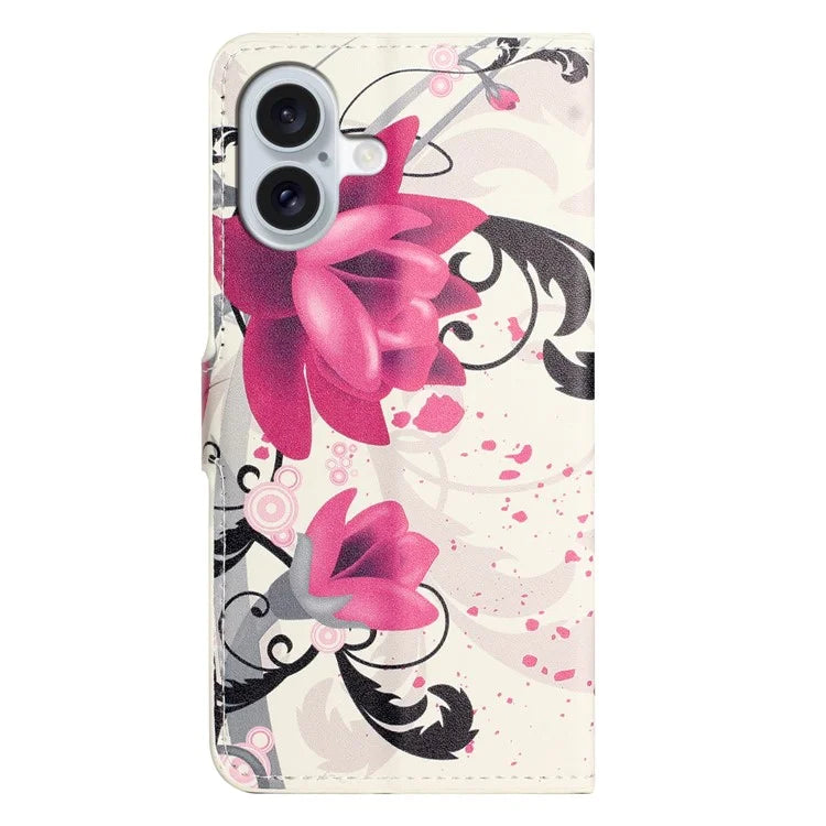 For iPhone 16 Case Pattern Print Leather Phone Cover with Wallet Stand