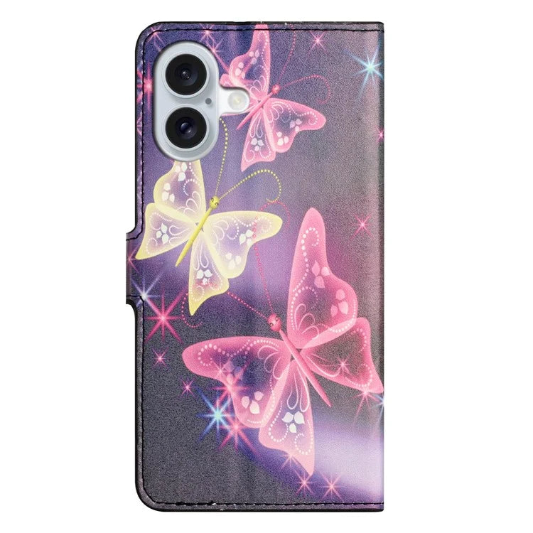 For iPhone 16 Case Pattern Print Leather Phone Cover with Wallet Stand