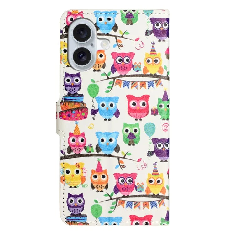 For iPhone 16 Case Pattern Print Leather Phone Cover with Wallet Stand