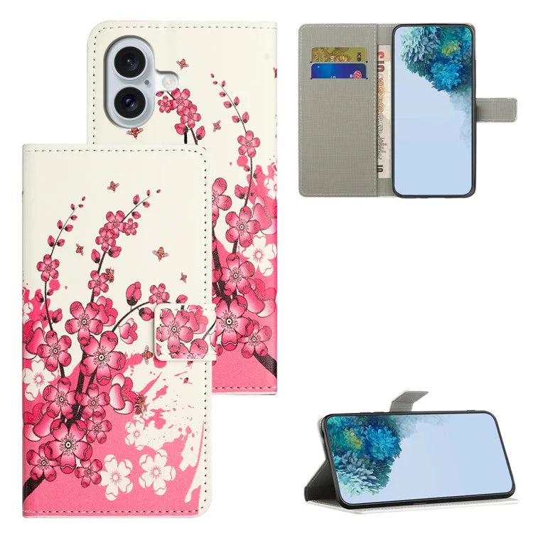 For iPhone 16 Case Pattern Print Leather Phone Cover with Wallet Stand