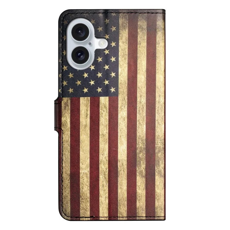 For iPhone 16 Case Pattern Print Leather Phone Cover with Wallet Stand