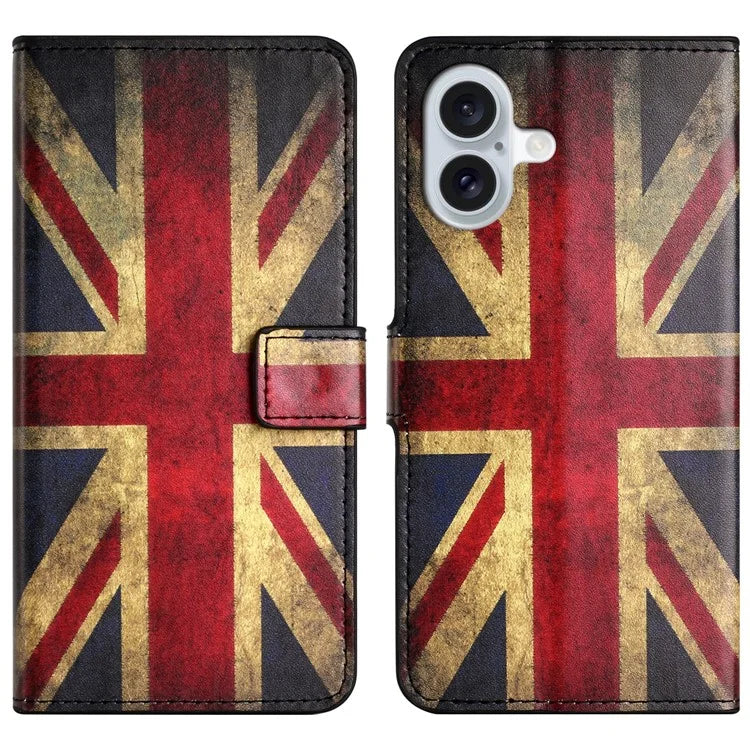 For iPhone 16 Case Pattern Print Leather Phone Cover with Wallet Stand