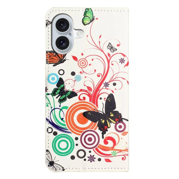 For iPhone 16 Case Pattern Print Leather Phone Cover with Wallet Stand