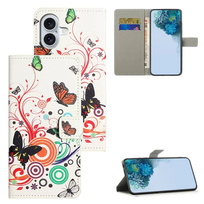For iPhone 16 Case Pattern Print Leather Phone Cover with Wallet Stand