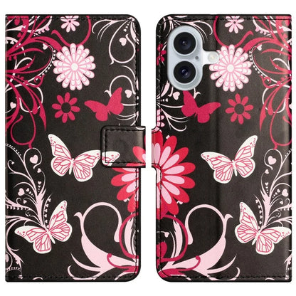 For iPhone 16 Case Pattern Print Leather Phone Cover with Wallet Stand