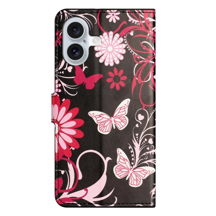 For iPhone 16 Case Pattern Print Leather Phone Cover with Wallet Stand