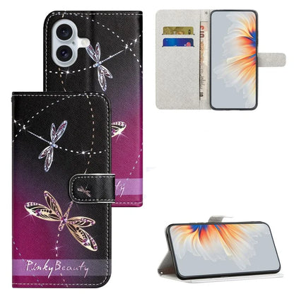 For iPhone 16 Case Pattern Print PU Leather Wallet Phone Cover Cross Texture