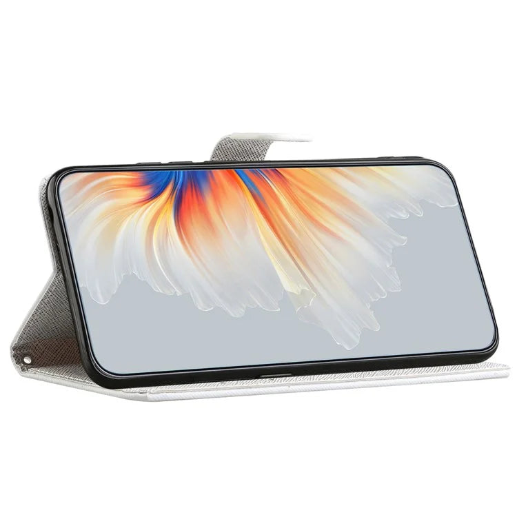 For iPhone 16 Case Pattern Print PU Leather Wallet Phone Cover Cross Texture