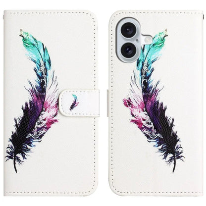 For iPhone 16 Case Pattern Print PU Leather Wallet Phone Cover Cross Texture