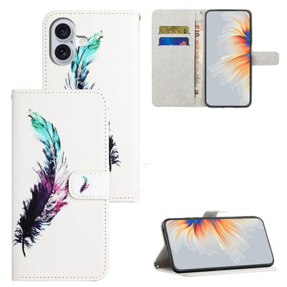 For iPhone 16 Case Pattern Print PU Leather Wallet Phone Cover Cross Texture