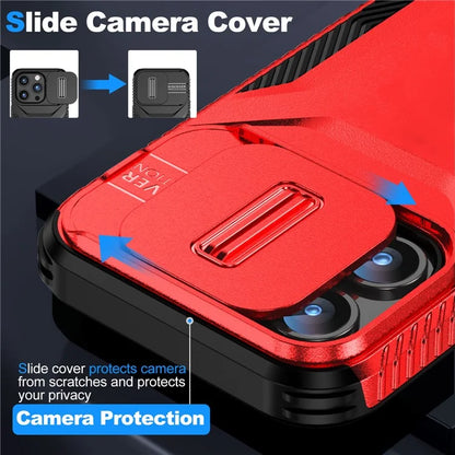 For iPhone 15 Pro Max Case Shockproof PC+TPU Phone Shell with Sliding Camera Cover