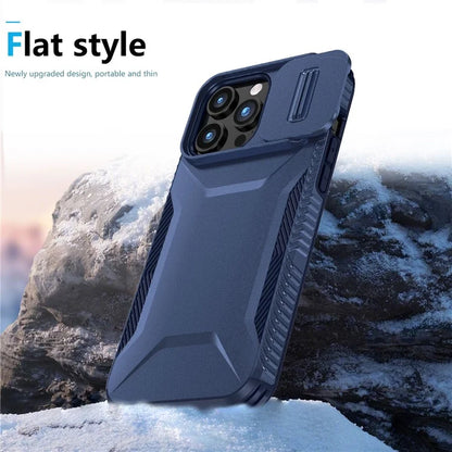 For iPhone 15 Pro Max Case Shockproof PC+TPU Phone Shell with Sliding Camera Cover