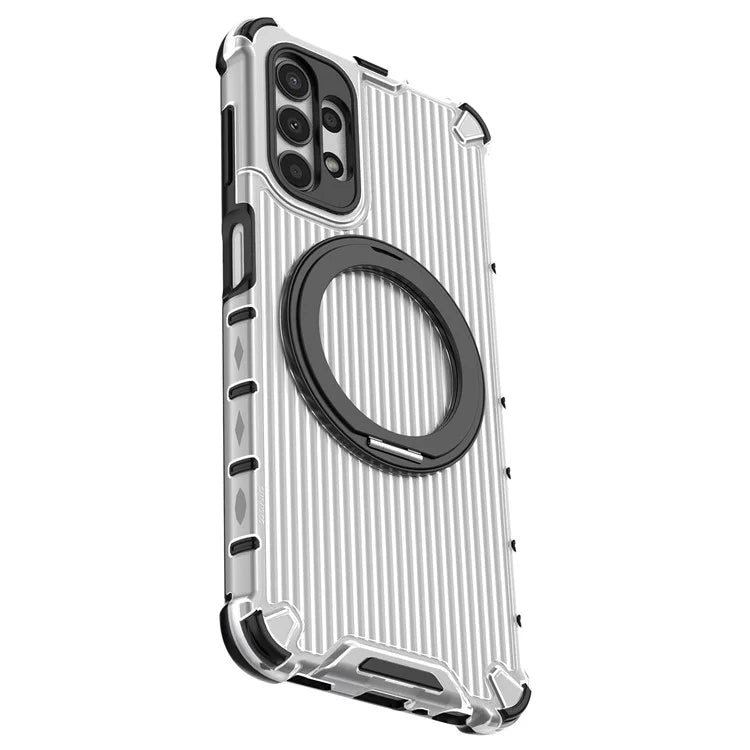 For Samsung Galaxy A13 5G Case Rotatable Magnetic Kickstand PC+TPU Shockproof Phone Cover Vertical Stripe
