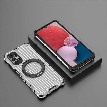 For Samsung Galaxy A13 5G Case Rotatable Magnetic Kickstand PC+TPU Shockproof Phone Cover Vertical Stripe