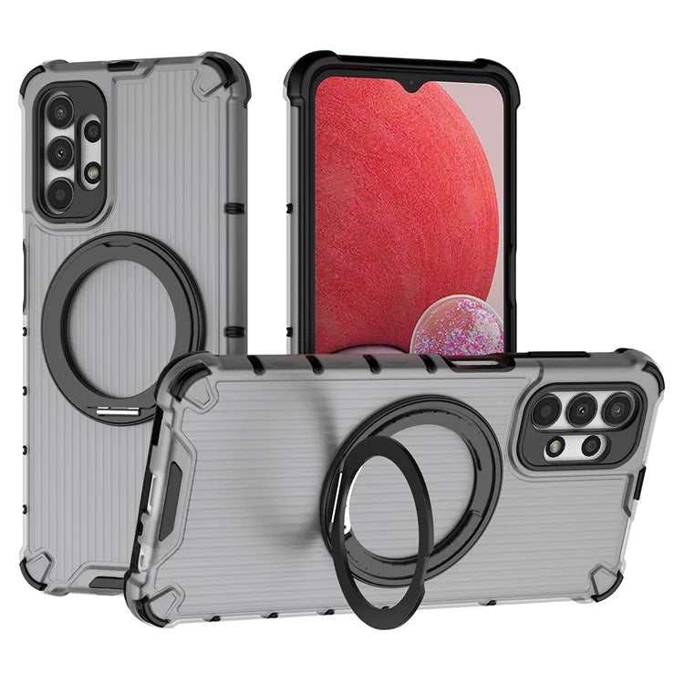 For Samsung Galaxy A13 5G Case Rotatable Magnetic Kickstand PC+TPU Shockproof Phone Cover Vertical Stripe