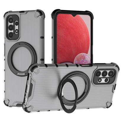 For Samsung Galaxy A13 5G Case Rotatable Magnetic Kickstand PC+TPU Shockproof Phone Cover Vertical Stripe