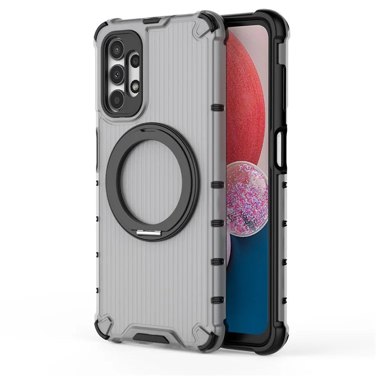 For Samsung Galaxy A13 5G Case Rotatable Magnetic Kickstand PC+TPU Shockproof Phone Cover Vertical Stripe