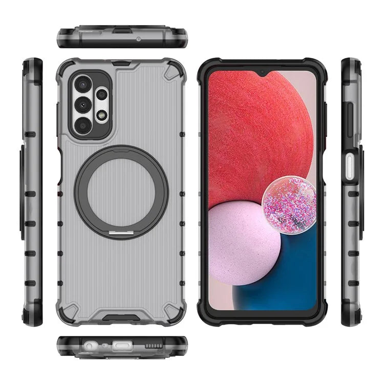 For Samsung Galaxy A13 5G Case Rotatable Magnetic Kickstand PC+TPU Shockproof Phone Cover Vertical Stripe