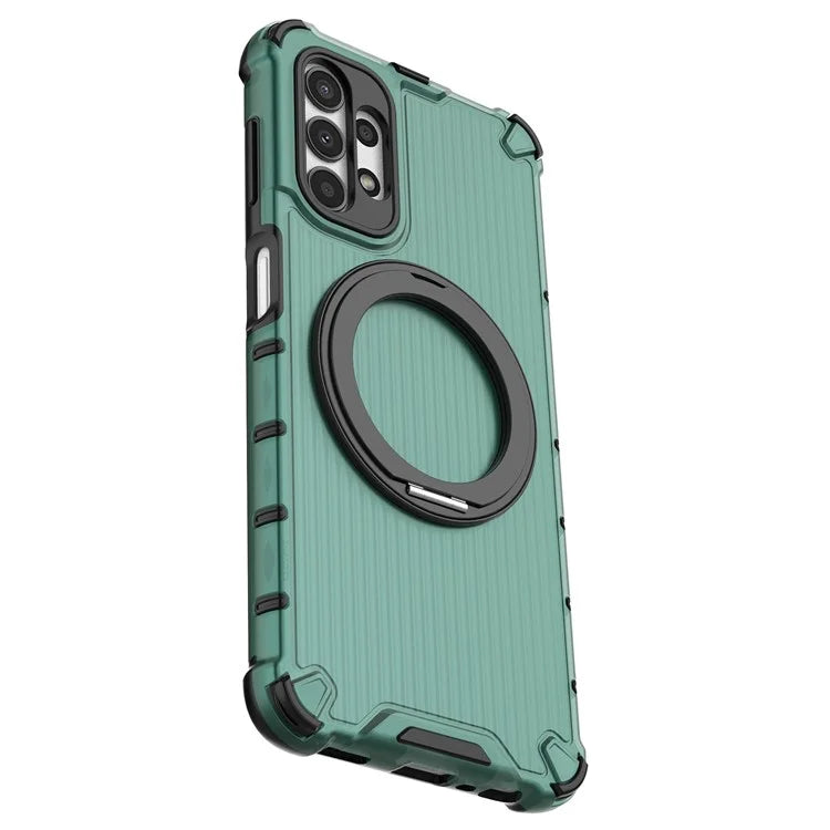 For Samsung Galaxy A13 5G Case Rotatable Magnetic Kickstand PC+TPU Shockproof Phone Cover Vertical Stripe