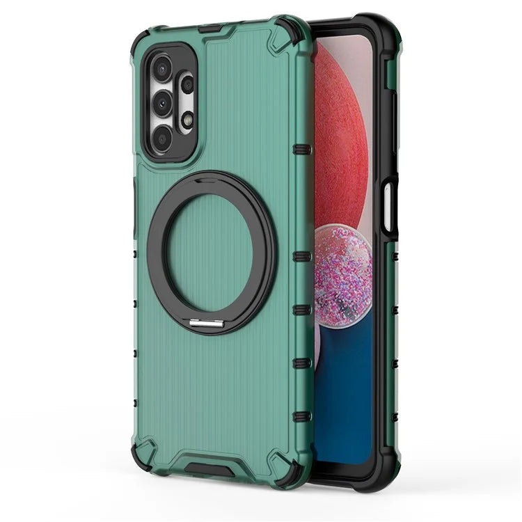 For Samsung Galaxy A13 5G Case Rotatable Magnetic Kickstand PC+TPU Shockproof Phone Cover Vertical Stripe
