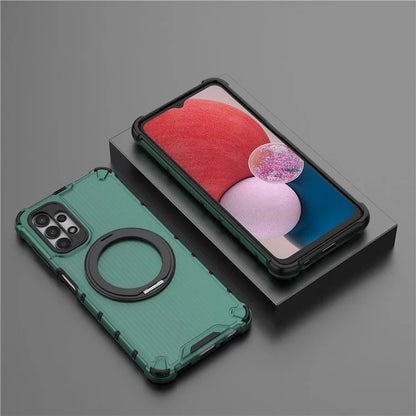 For Samsung Galaxy A13 5G Case Rotatable Magnetic Kickstand PC+TPU Shockproof Phone Cover Vertical Stripe