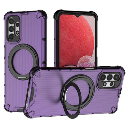 For Samsung Galaxy A13 5G Case Rotatable Magnetic Kickstand PC+TPU Shockproof Phone Cover Vertical Stripe