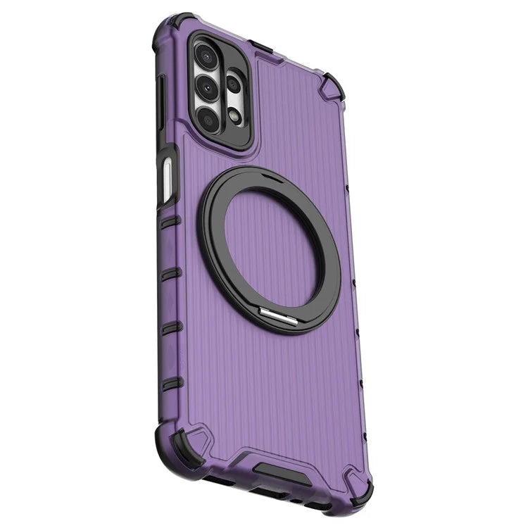 For Samsung Galaxy A13 5G Case Rotatable Magnetic Kickstand PC+TPU Shockproof Phone Cover Vertical Stripe