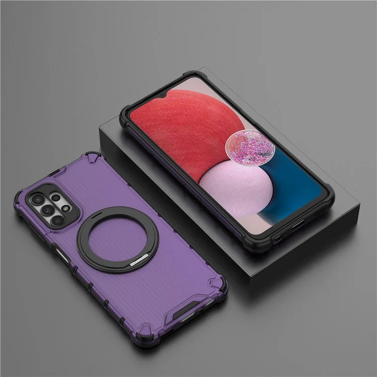 For Samsung Galaxy A13 5G Case Rotatable Magnetic Kickstand PC+TPU Shockproof Phone Cover Vertical Stripe