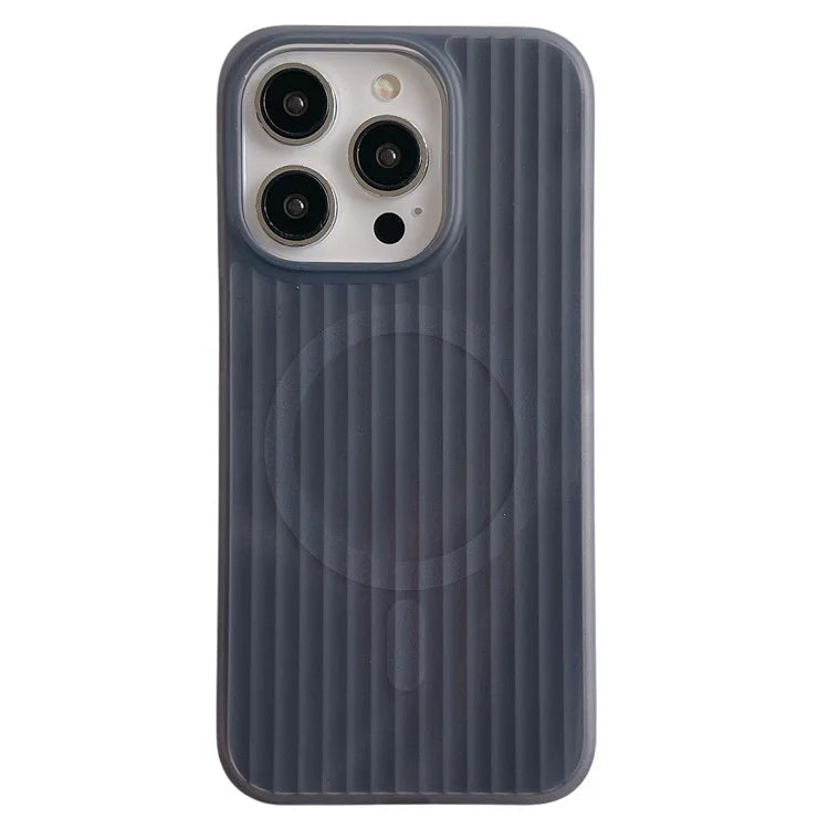 For iPhone 15 Pro Max Case Compatible with MagSafe Skin-Touch PC+TPU Phone Cover Stripe Pattern