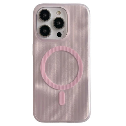 For iPhone 15 Pro Max Case Compatible with MagSafe Skin-Touch PC+TPU Phone Cover Stripe Pattern