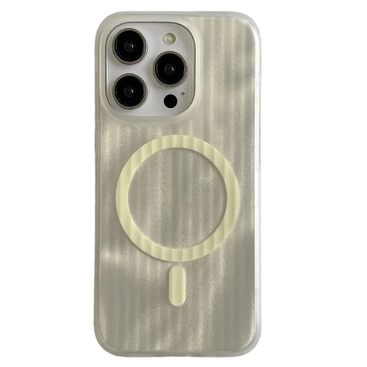 For iPhone 15 Pro Max Case Compatible with MagSafe Skin-Touch PC+TPU Phone Cover Stripe Pattern