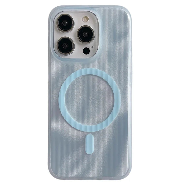 For iPhone 15 Pro Max Case Compatible with MagSafe Skin-Touch PC+TPU Phone Cover Stripe Pattern