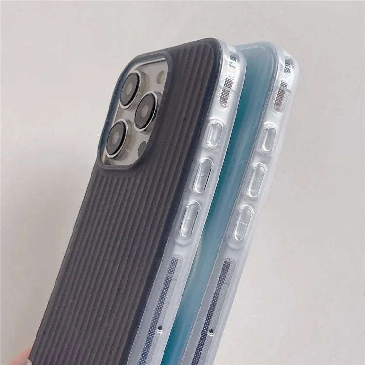For iPhone 15 Pro Max Case Compatible with MagSafe Skin-Touch PC+TPU Phone Cover Stripe Pattern