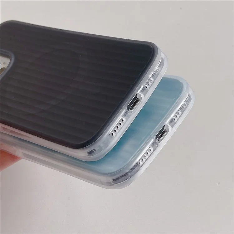 For iPhone 15 Pro Max Case Compatible with MagSafe Skin-Touch PC+TPU Phone Cover Stripe Pattern