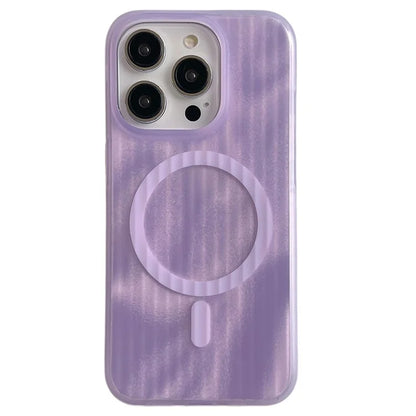 For iPhone 15 Pro Max Case Compatible with MagSafe Skin-Touch PC+TPU Phone Cover Stripe Pattern