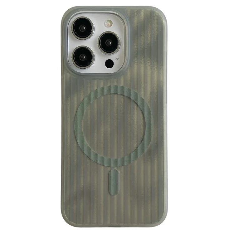 For iPhone 15 Pro Max Case Compatible with MagSafe Skin-Touch PC+TPU Phone Cover Stripe Pattern