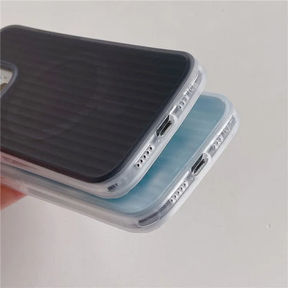 For iPhone 15 Pro Max Case Compatible with MagSafe Skin-Touch PC+TPU Phone Cover Stripe Pattern