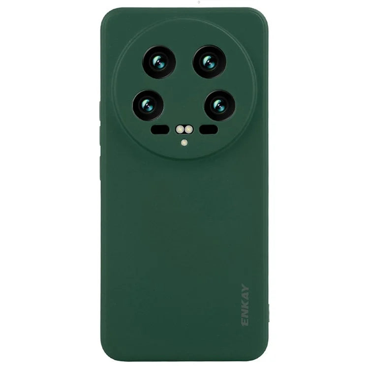 ENKAY HAT PRINCE For Xiaomi 14 Ultra Silicone Case Solid Color Straight Edge Phone Cover