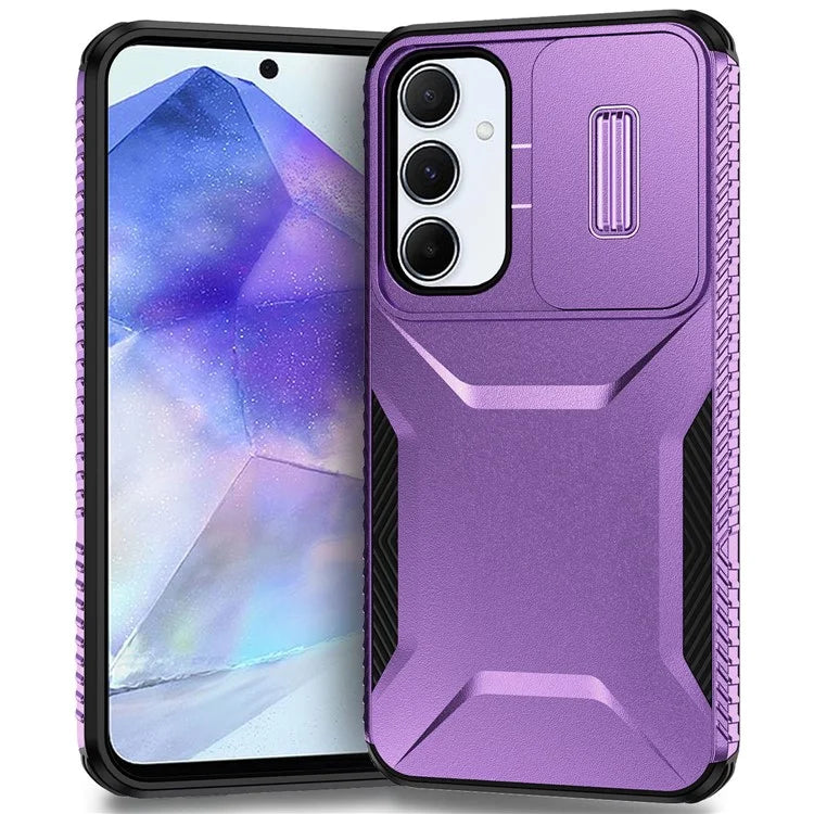For Samsung Galaxy A55 5G Shockproof Case PC+TPU Phone Shell with Sliding Camera Cover