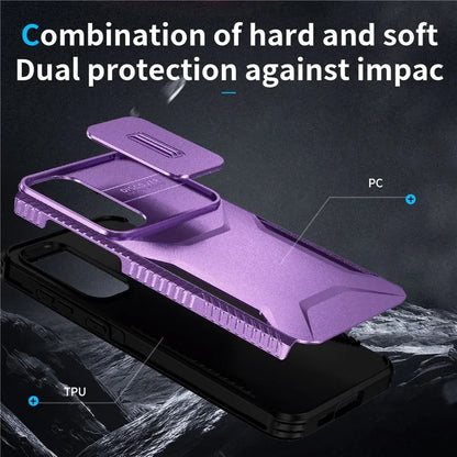 For Samsung Galaxy A55 5G Shockproof Case PC+TPU Phone Shell with Sliding Camera Cover