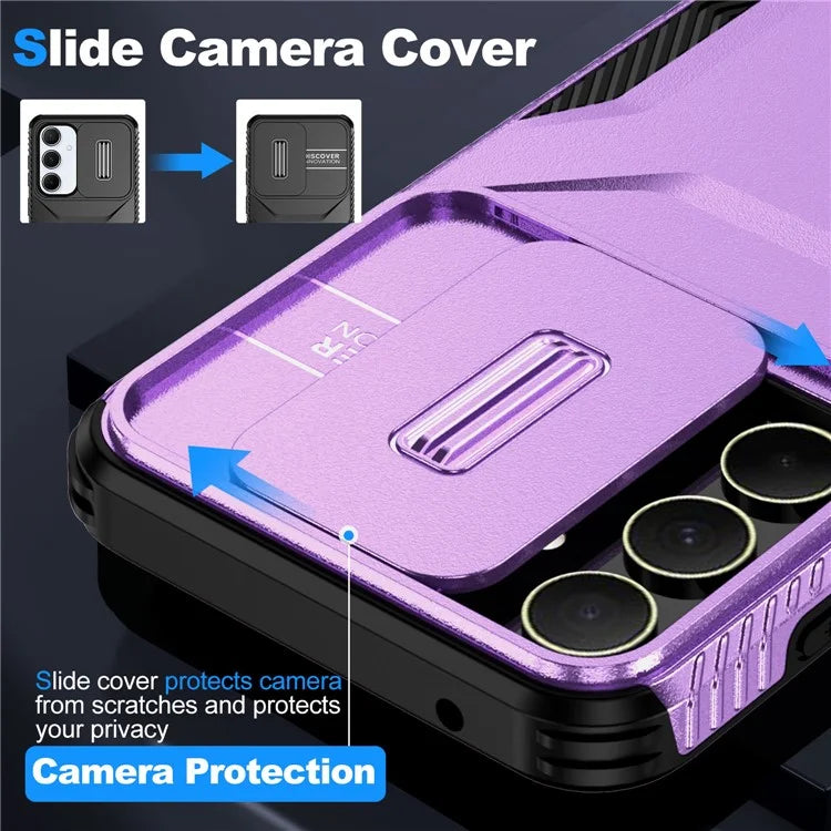 For Samsung Galaxy A55 5G Shockproof Case PC+TPU Phone Shell with Sliding Camera Cover