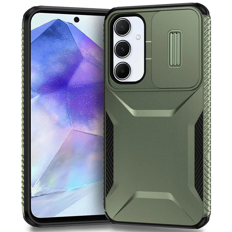 For Samsung Galaxy A55 5G Shockproof Case PC+TPU Phone Shell with Sliding Camera Cover