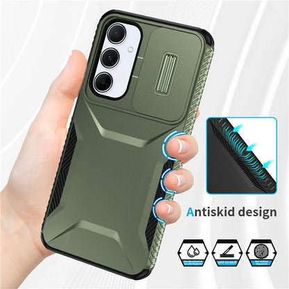 For Samsung Galaxy A55 5G Shockproof Case PC+TPU Phone Shell with Sliding Camera Cover