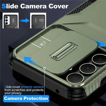 For Samsung Galaxy A55 5G Shockproof Case PC+TPU Phone Shell with Sliding Camera Cover