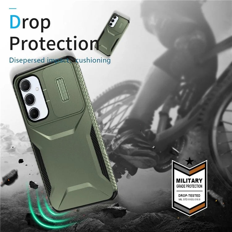 For Samsung Galaxy A55 5G Shockproof Case PC+TPU Phone Shell with Sliding Camera Cover