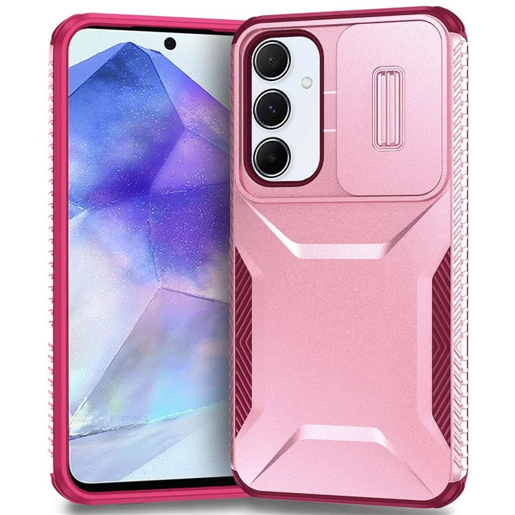 For Samsung Galaxy A55 5G Shockproof Case PC+TPU Phone Shell with Sliding Camera Cover