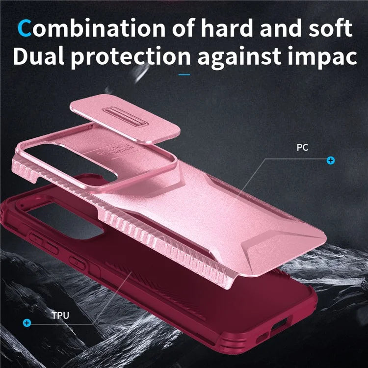 For Samsung Galaxy A55 5G Shockproof Case PC+TPU Phone Shell with Sliding Camera Cover