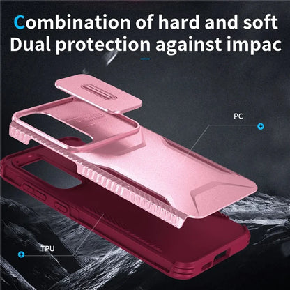 For Samsung Galaxy A55 5G Shockproof Case PC+TPU Phone Shell with Sliding Camera Cover