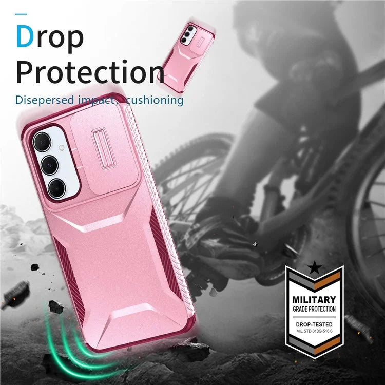 For Samsung Galaxy A55 5G Shockproof Case PC+TPU Phone Shell with Sliding Camera Cover