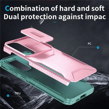 For Samsung Galaxy A55 5G Shockproof Case PC+TPU Phone Shell with Sliding Camera Cover